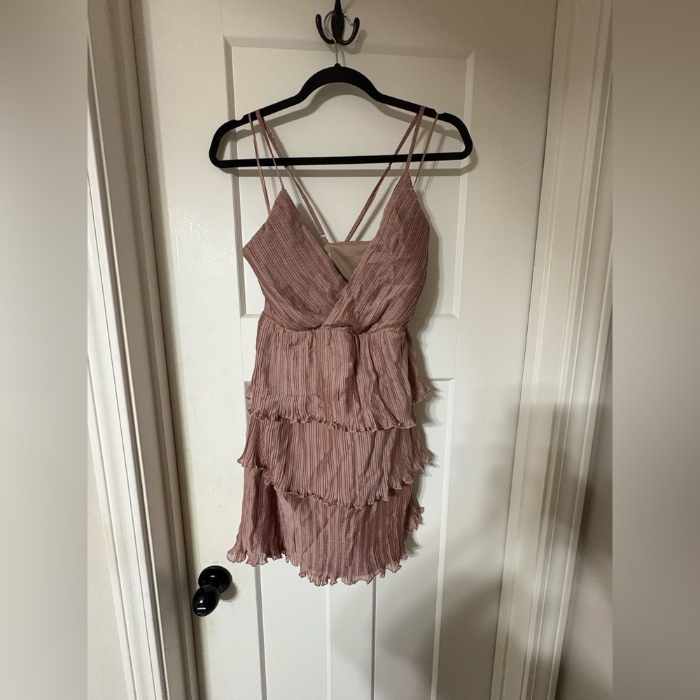 Altar’d State Tiered Ruffle Slip Dress - Dusty Rose